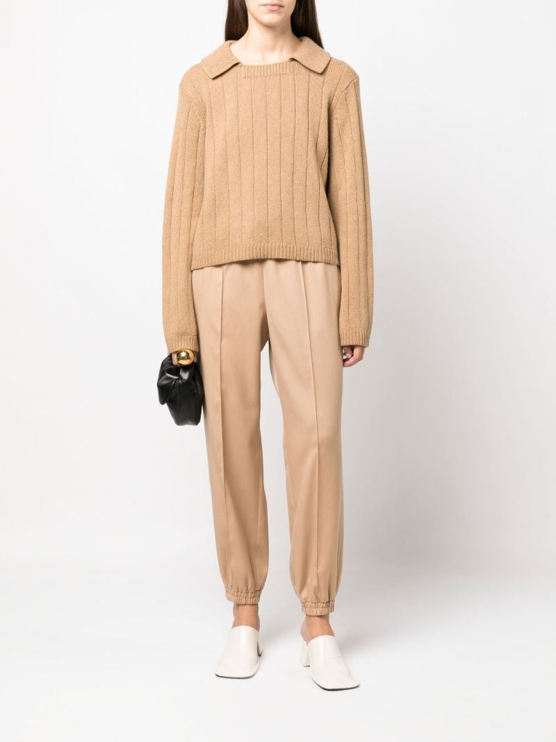 Neutral Tapered Wool Track Pants