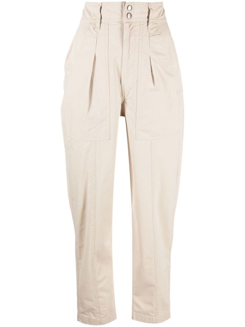 Neutral Kiana Tapered Cotton Trousers
