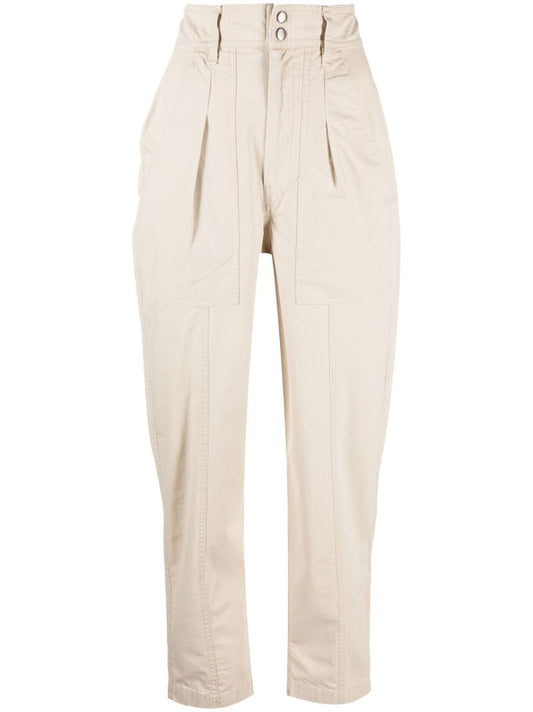 Neutral Kiana Tapered Cotton Trousers