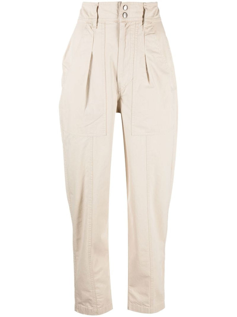 Neutral Kiana Tapered Cotton Trousers