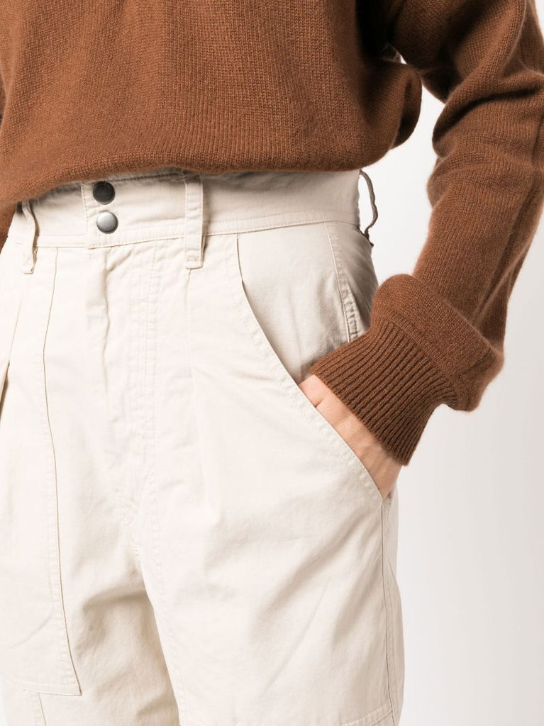 Neutral Kiana Tapered Cotton Trousers
