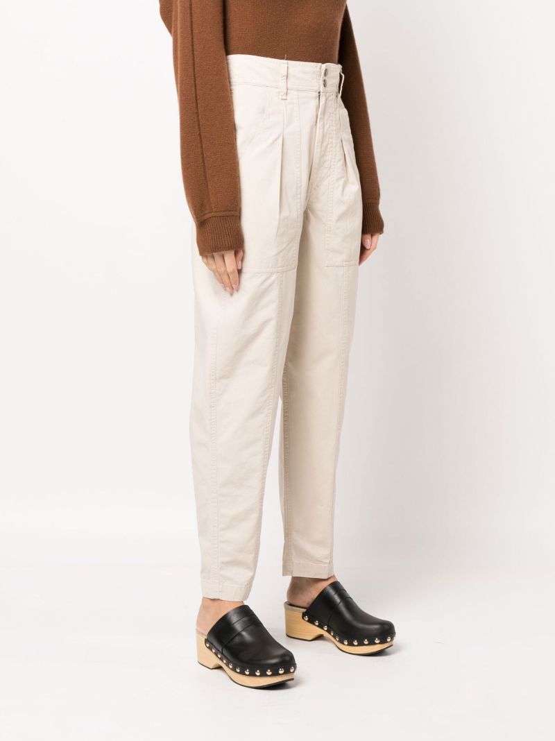 Neutral Kiana Tapered Cotton Trousers