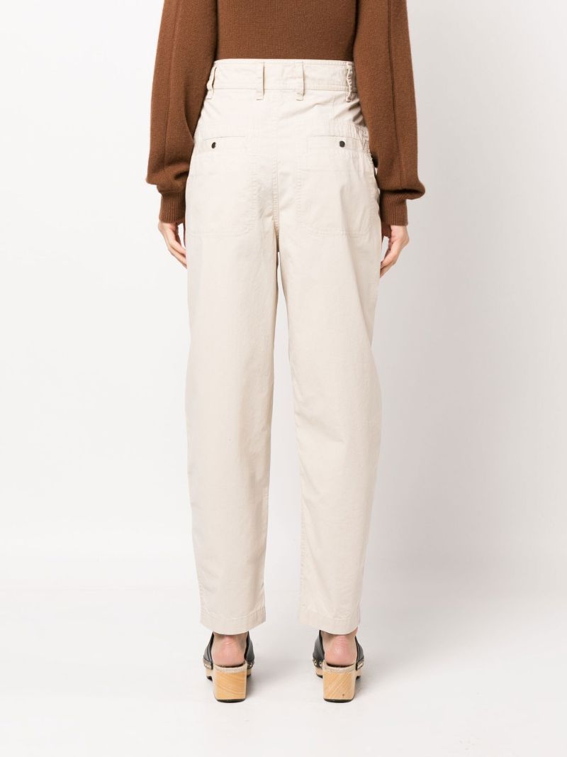 Neutral Kiana Tapered Cotton Trousers