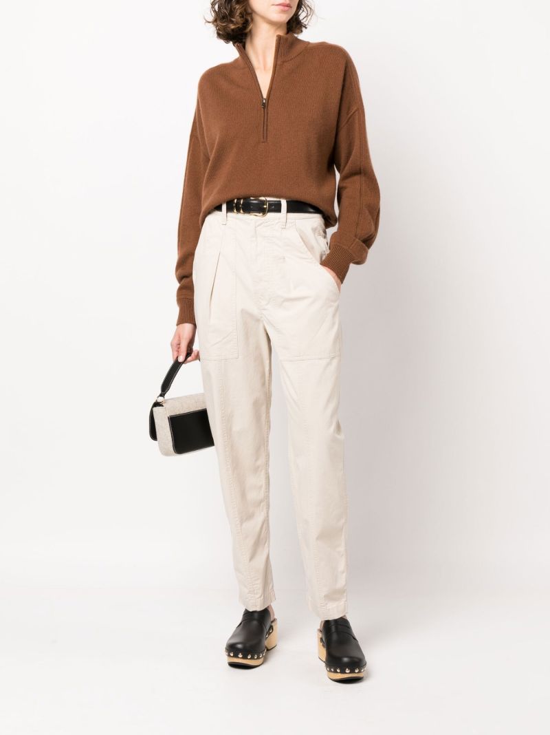 Neutral Kiana Tapered Cotton Trousers
