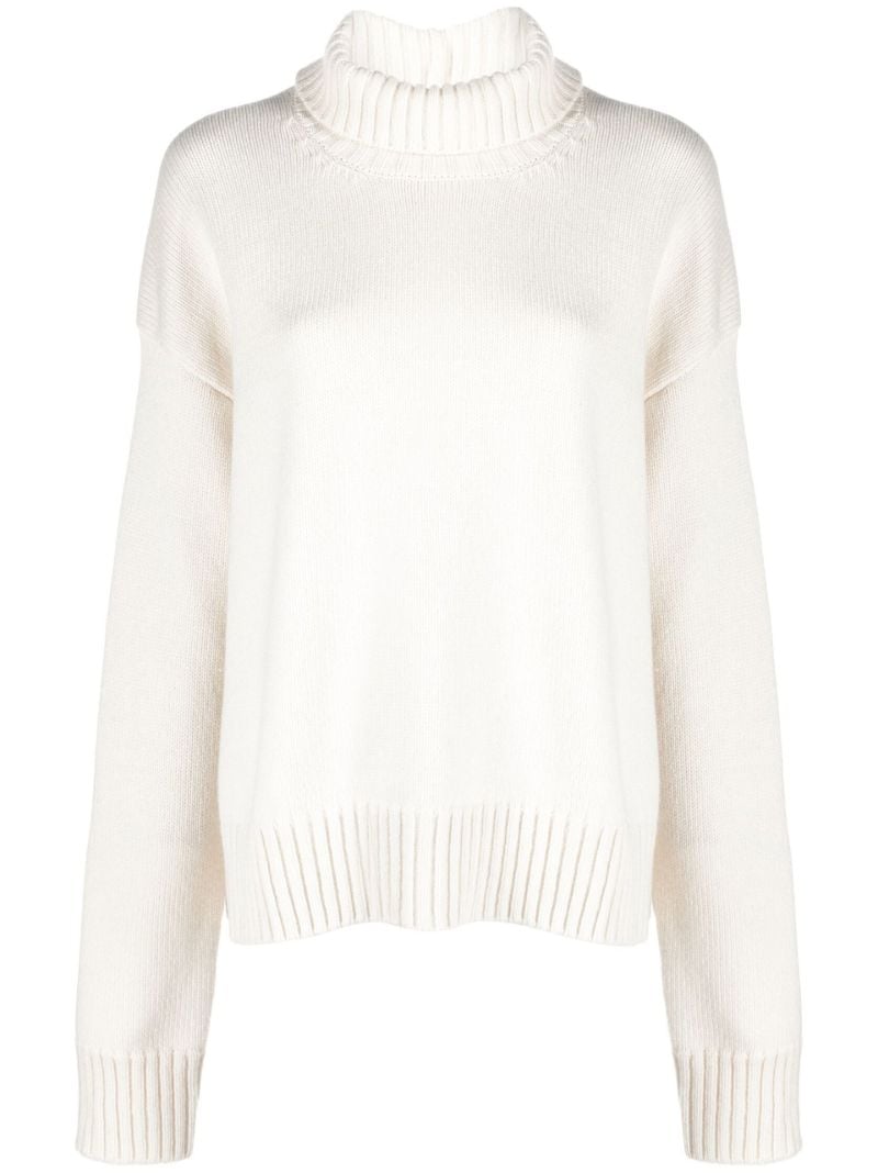 White Roll Neck Cashmere Sweater