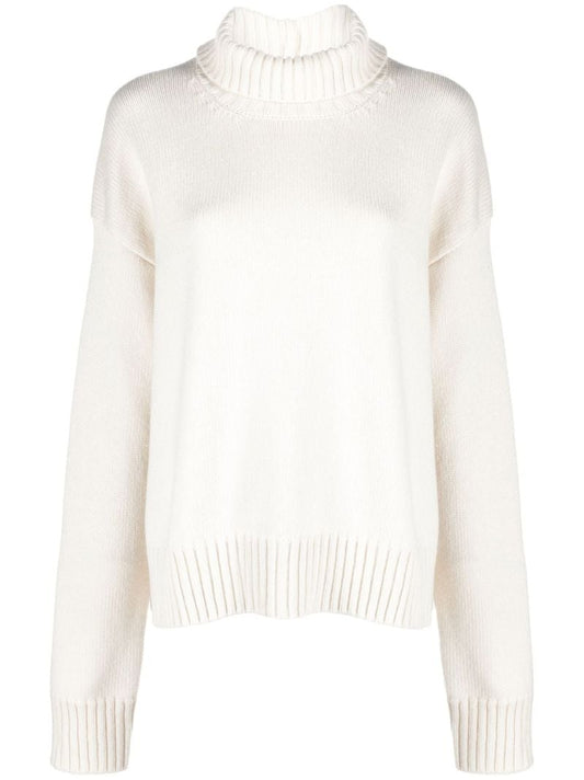 White Roll Neck Cashmere Sweater