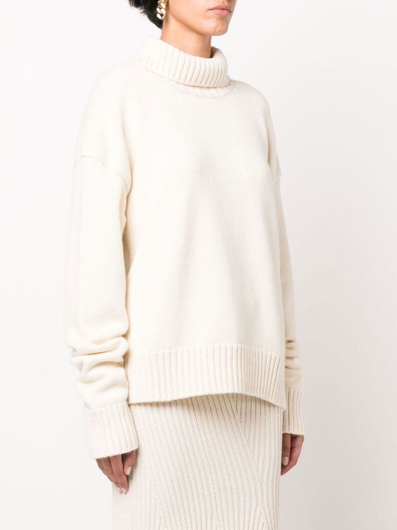 White Roll Neck Cashmere Sweater