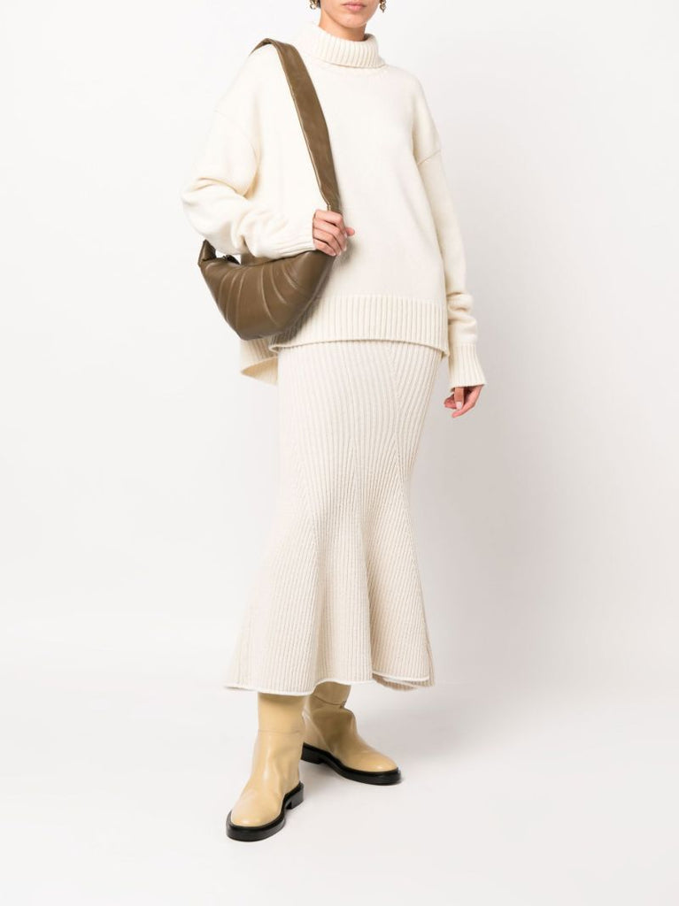 White Roll Neck Cashmere Sweater