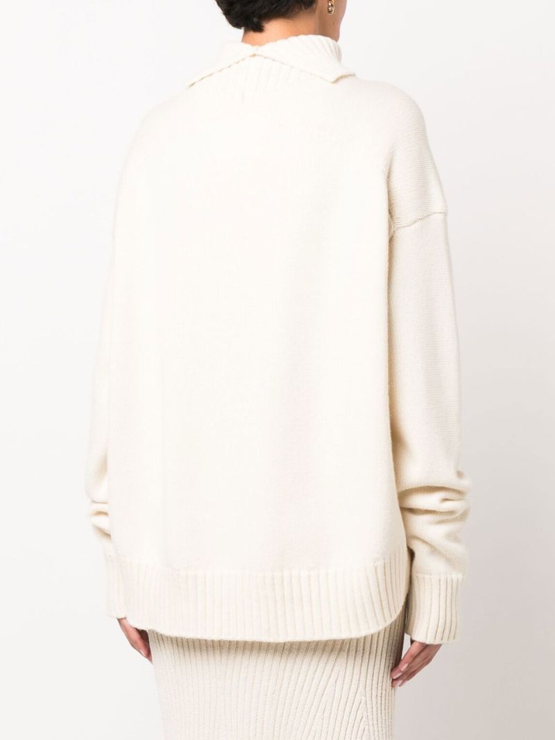 White Roll Neck Cashmere Sweater