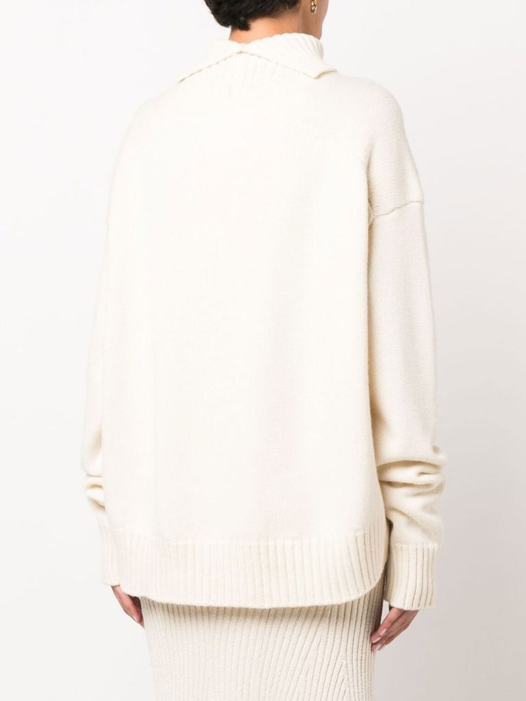 White Roll Neck Cashmere Sweater