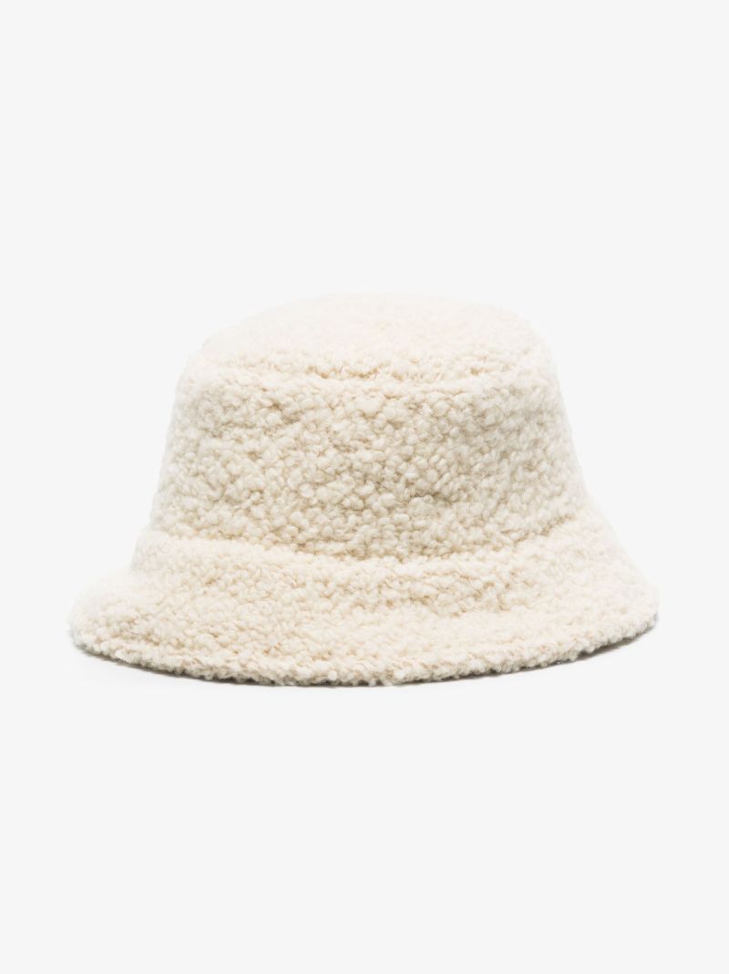 Neutral Denji Faux Shearling Bucket Hat