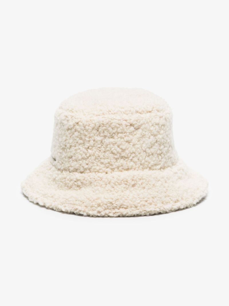 Neutral Denji Faux Shearling Bucket Hat