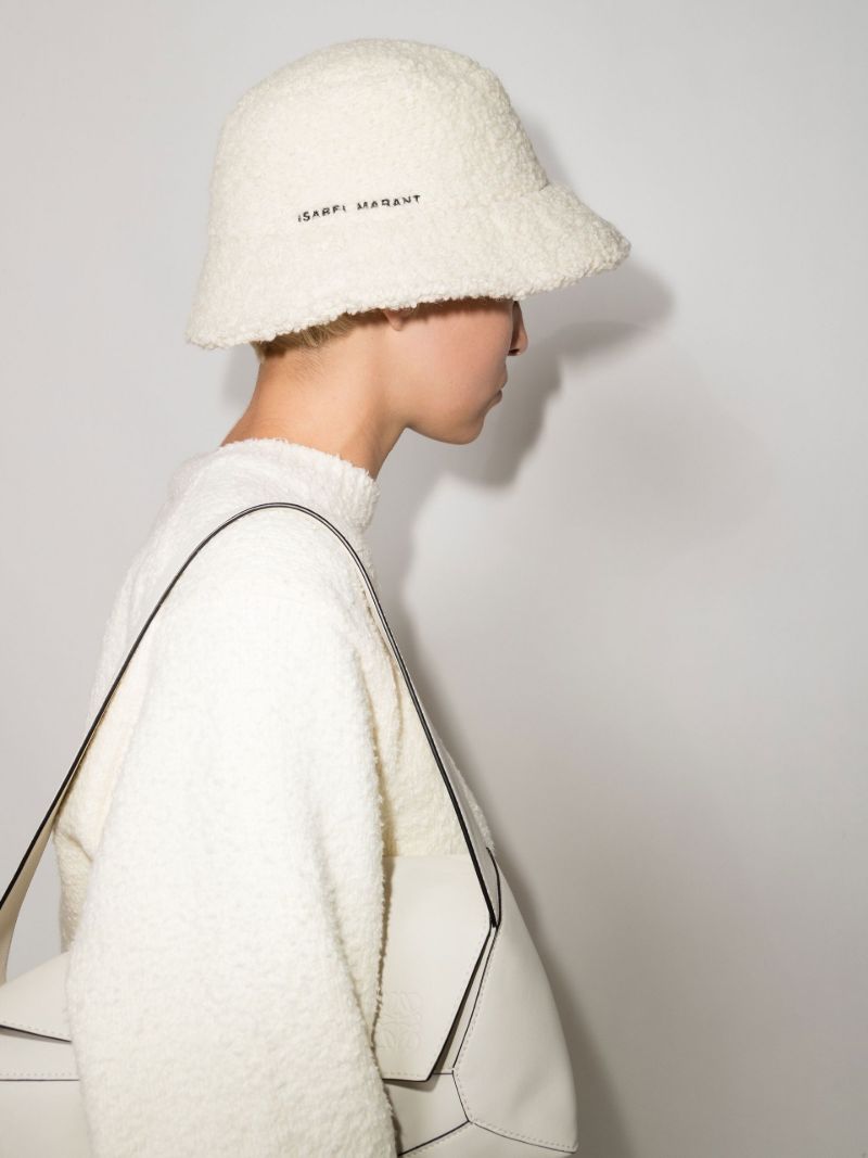 Neutral Denji Faux Shearling Bucket Hat