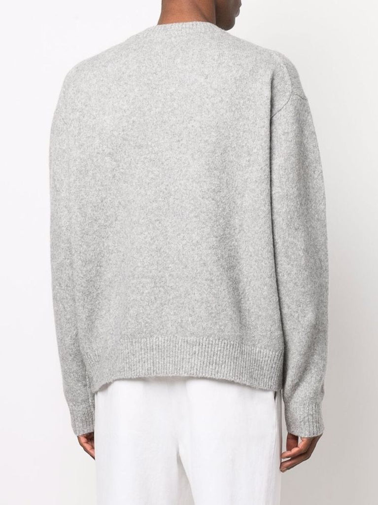 Grey Chest Logo Patch Wool Sweater