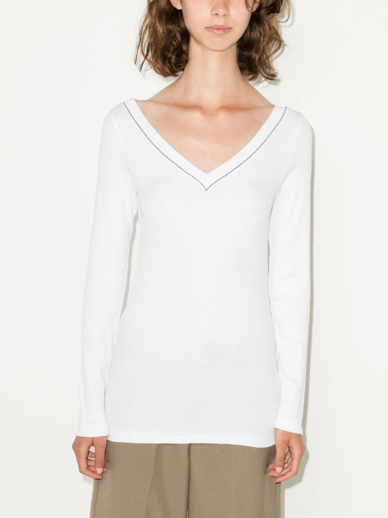 White V-neck Cotton T-shirt