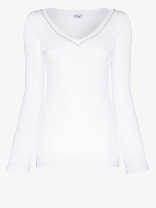 White V-neck Cotton T-shirt
