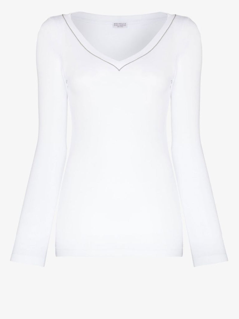 White V-neck Cotton T-shirt