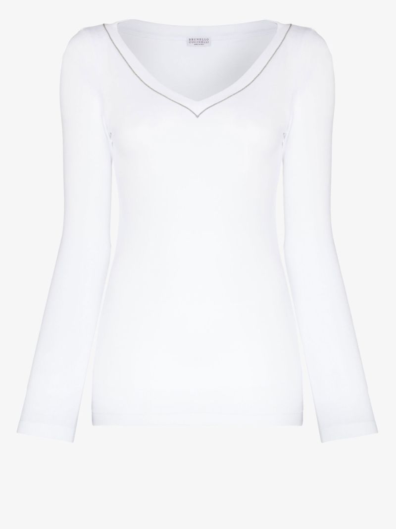 White V-neck Cotton T-shirt