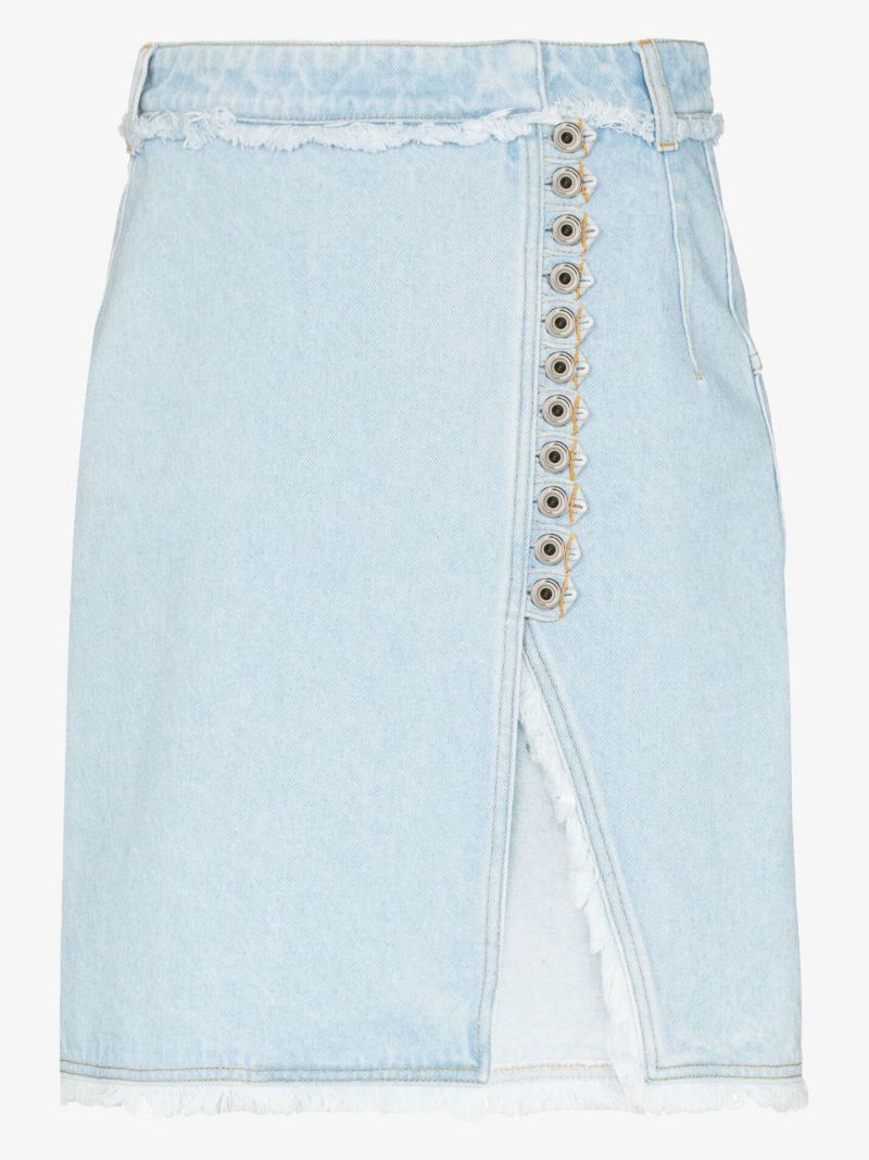 Buttoned Denim Mini Skirt