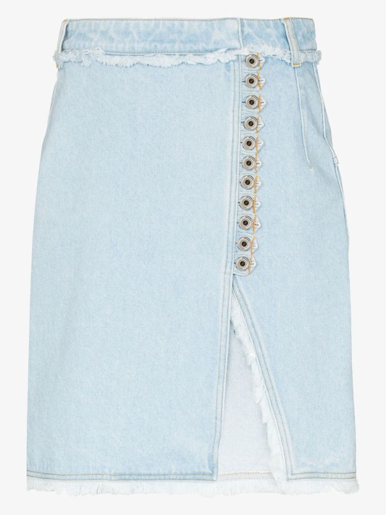 Buttoned Denim Mini Skirt