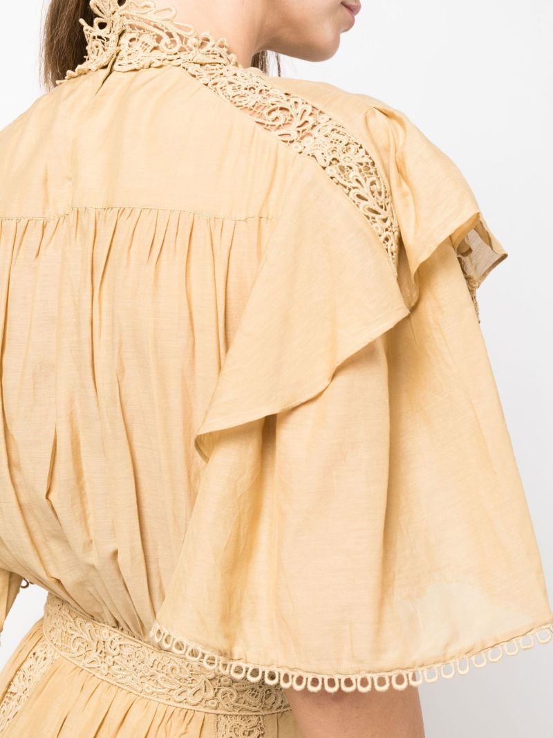 Neutral Galina Ruffle Midi Dress