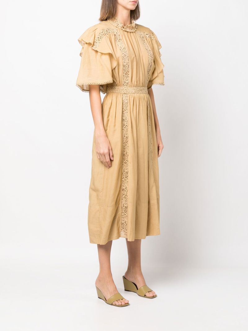 Neutral Galina Ruffle Midi Dress