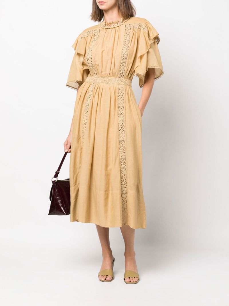 Neutral Galina Ruffle Midi Dress
