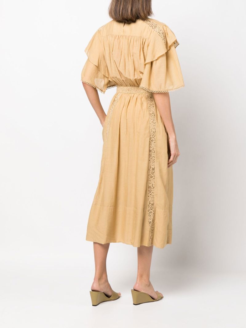 Neutral Galina Ruffle Midi Dress