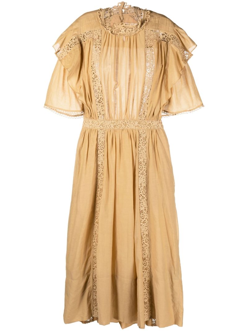 Neutral Galina Ruffle Midi Dress