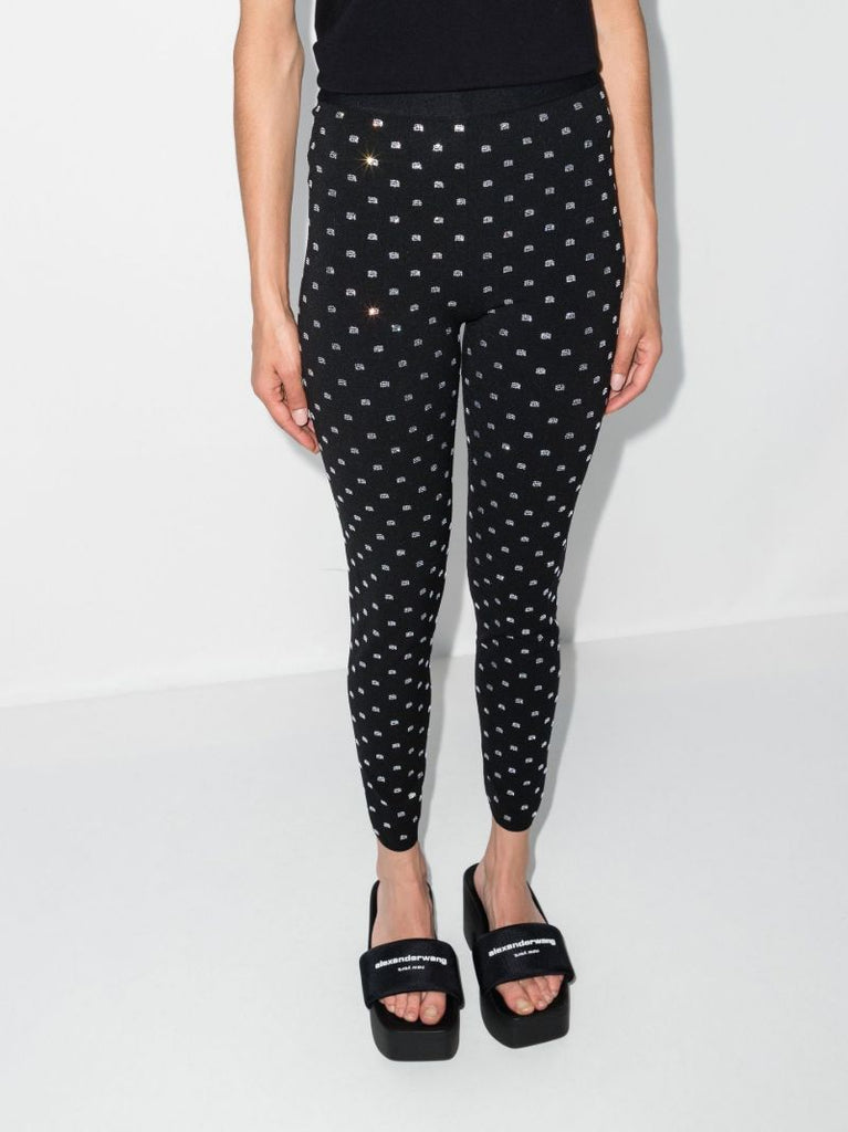 Black Crystal Logo Leggings