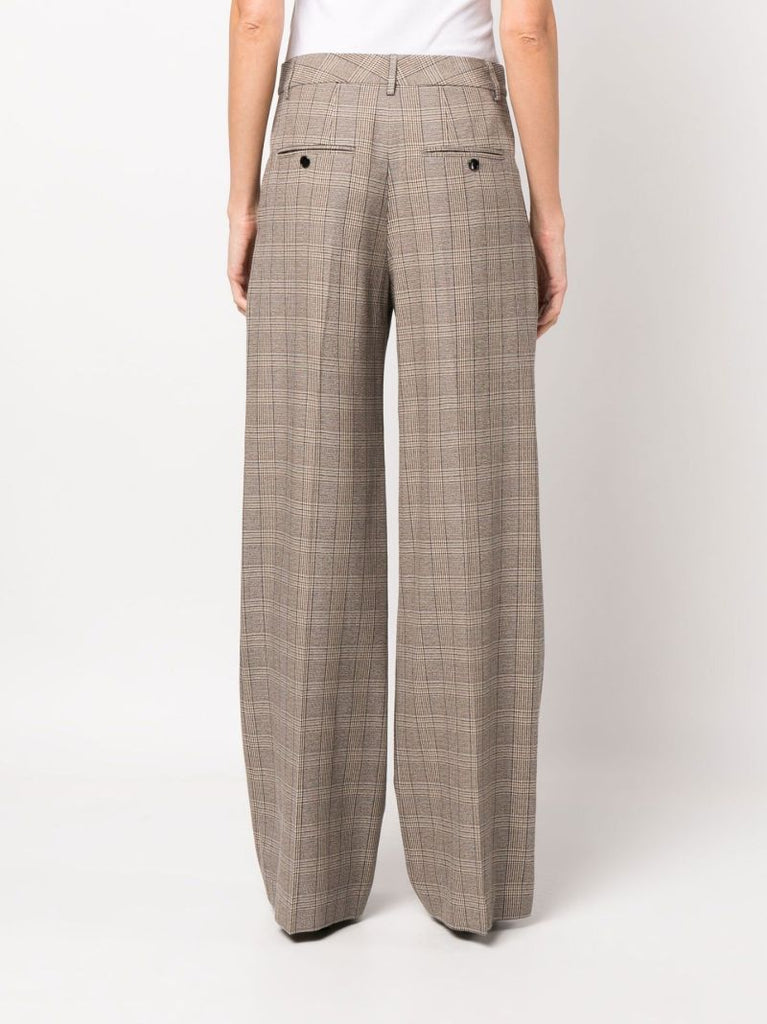 Brown Jessini Checked Wide-leg Trousers