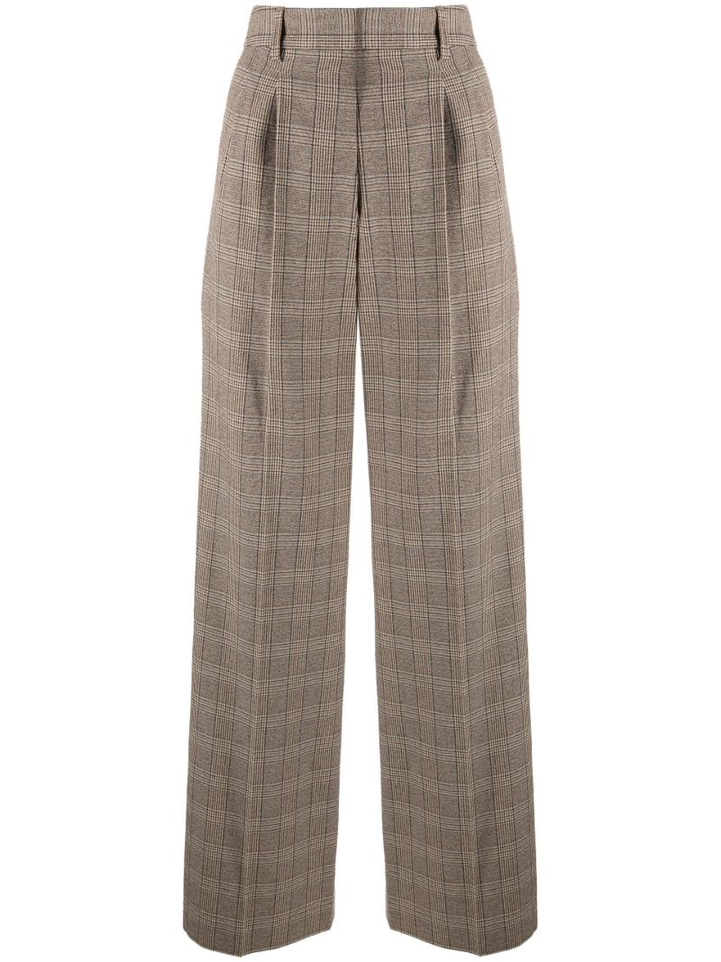 Brown Jessini Checked Wide-leg Trousers