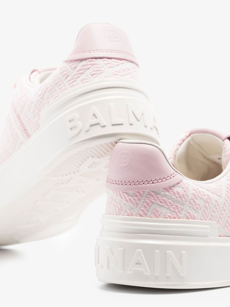 Pink and White B-court Monogram Jacquard Sneakers