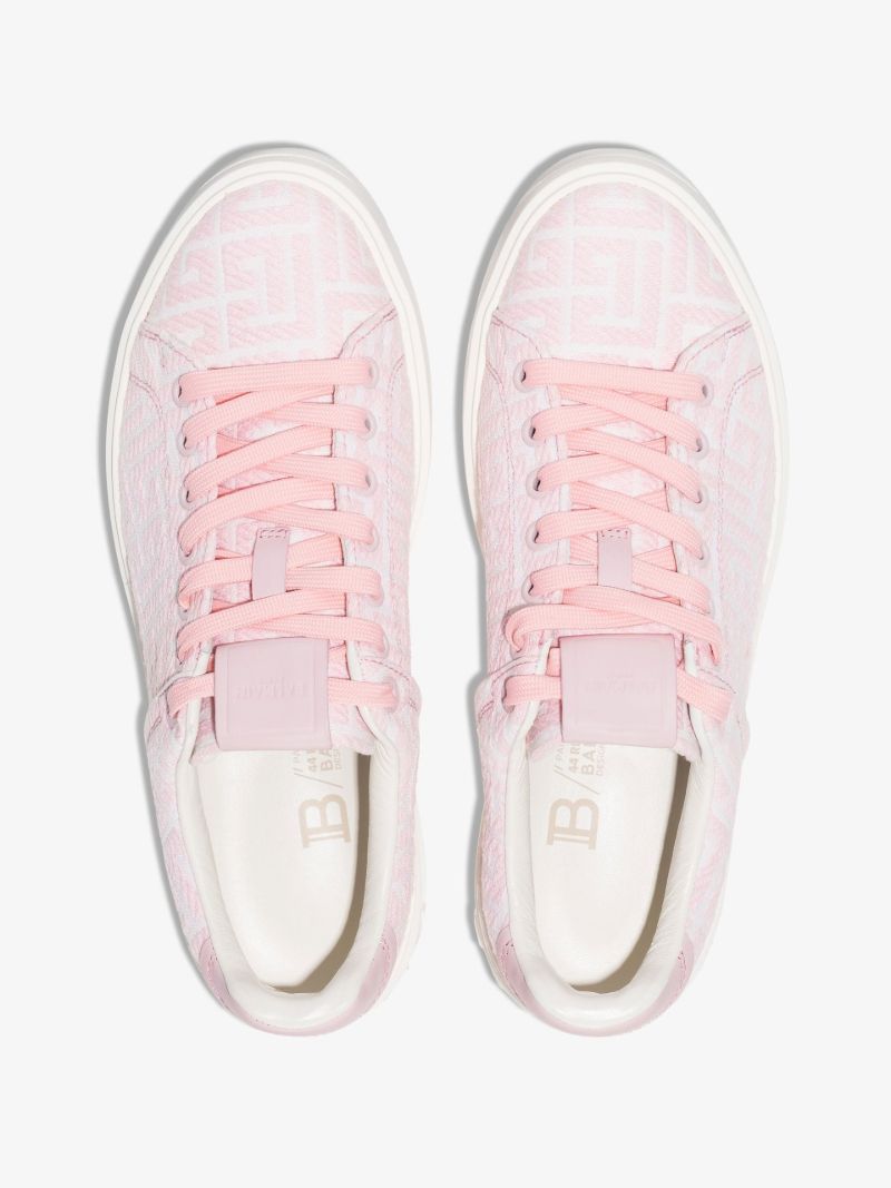 Pink and White B-court Monogram Jacquard Sneakers