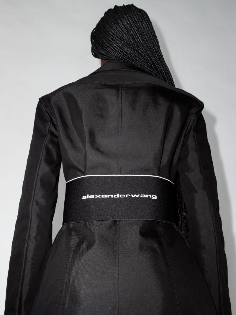 Black Logo Waistband Single-breasted Cotton Blazer