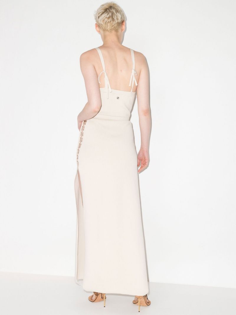 Neutral Ring Detail Knitted Midi Dress
