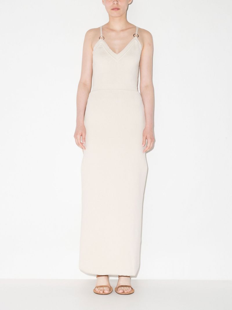 Neutral Ring Detail Knitted Midi Dress