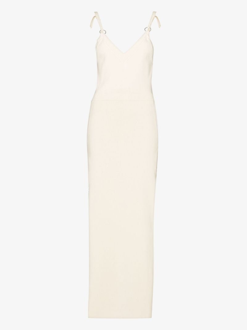 Neutral Ring Detail Knitted Midi Dress