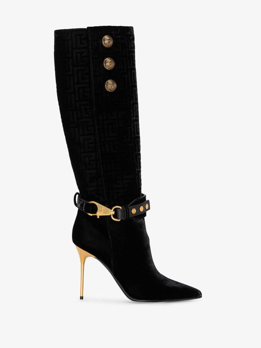 Black 95 Monogram Knee-high Suede Boots