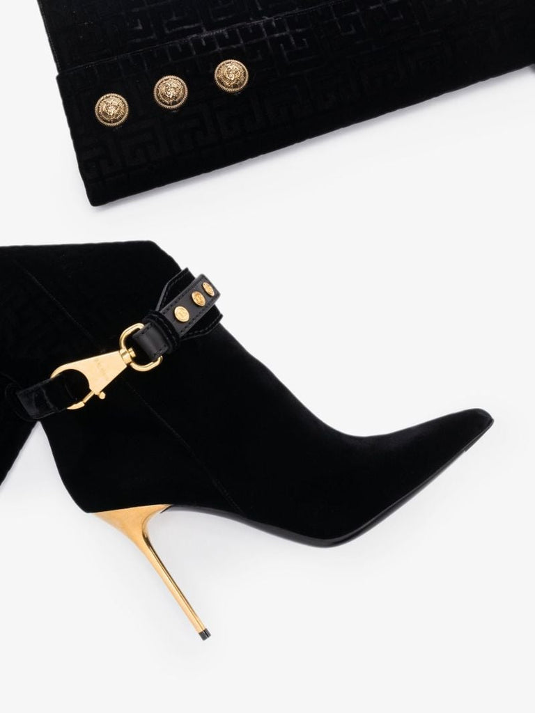 Black 95 Monogram Knee-high Suede Boots