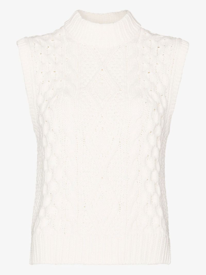 White Aran Cable Knit Sweater Vest