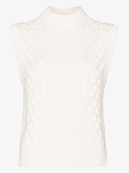 White Aran Cable Knit Sweater Vest