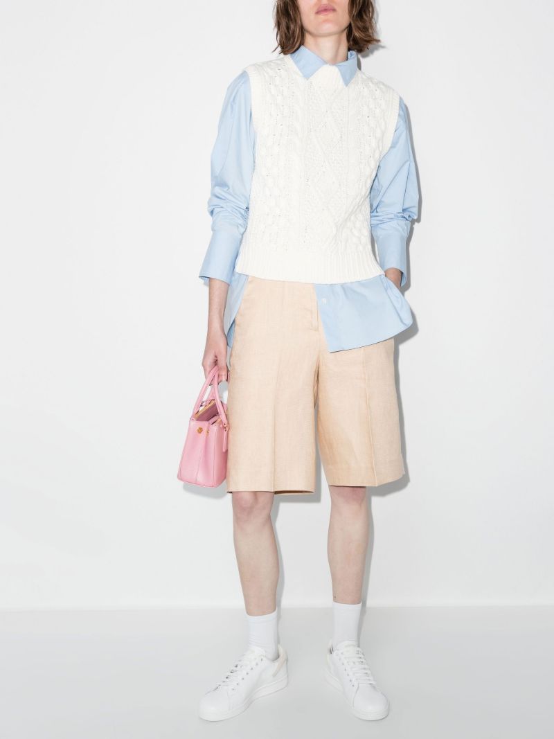 White Aran Cable Knit Sweater Vest