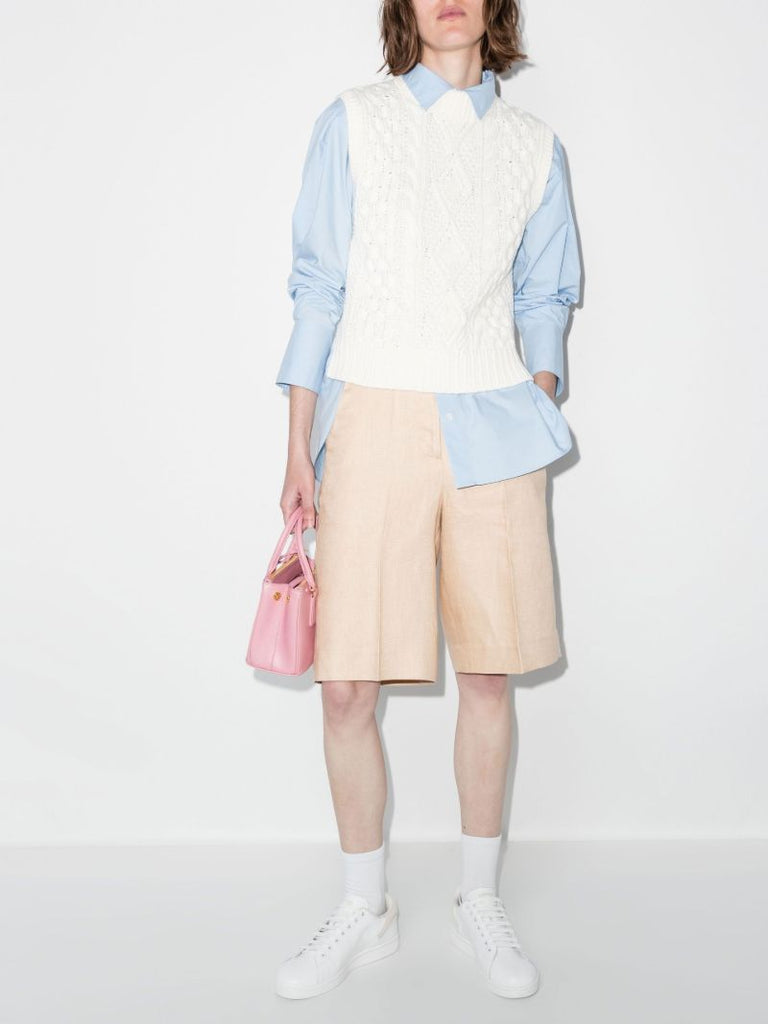 White Aran Cable Knit Sweater Vest