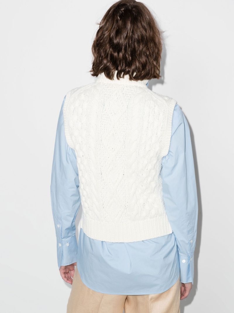 White Aran Cable Knit Sweater Vest