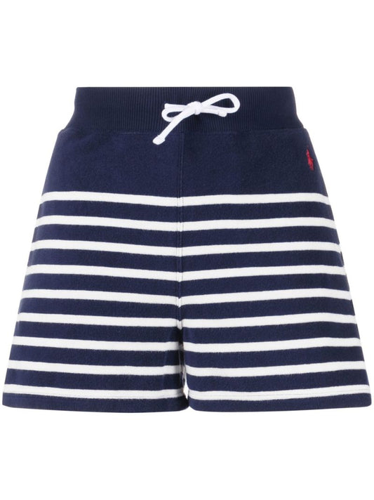 Blue Striped Terry Shorts