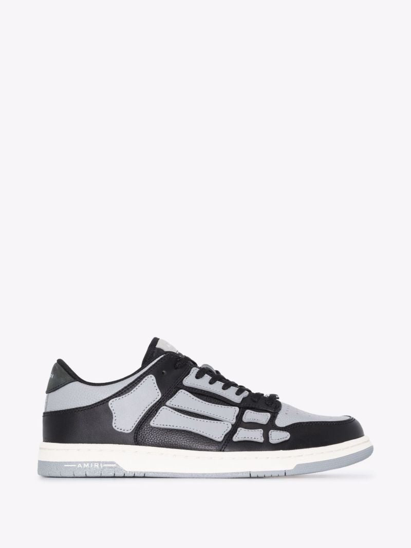 Black and Grey Skel-top Low Leather Sneakers