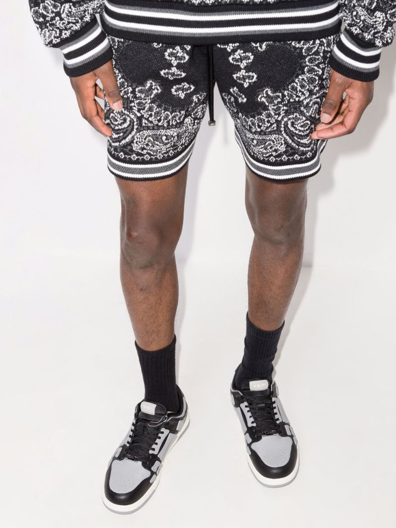 Black and Grey Skel-top Low Leather Sneakers