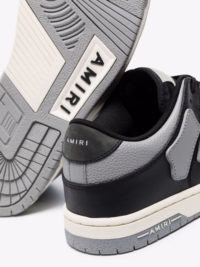 Black and Grey Skel-top Low Leather Sneakers