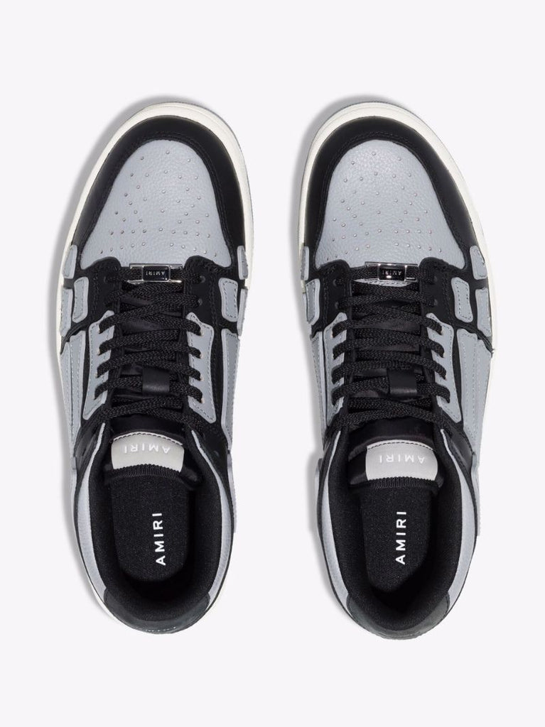 Black and Grey Skel-top Low Leather Sneakers